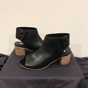 Dune London Black leather wedged heels